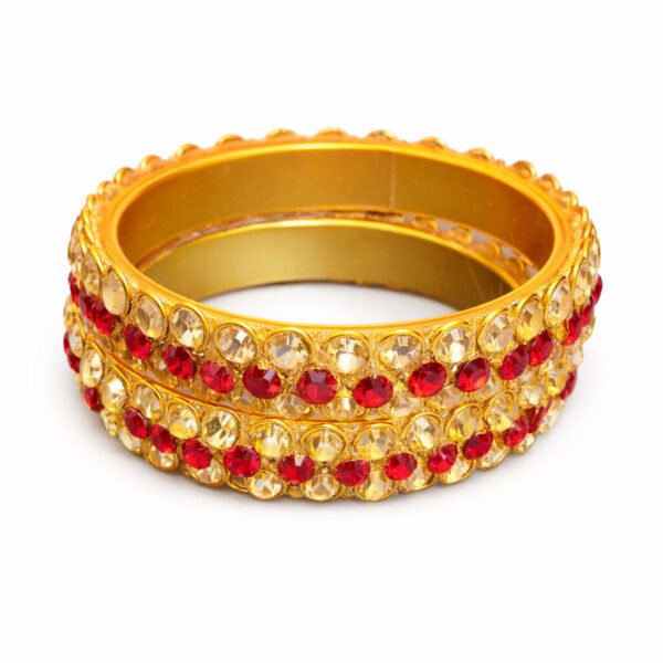 Gold-Plated Red Crystal Stone Bangles for Women
