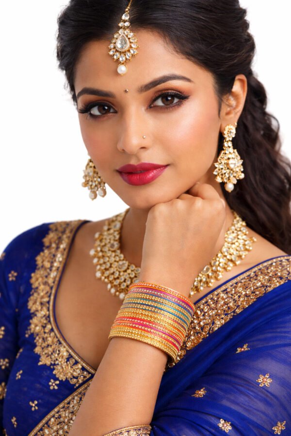 Multicolour Stone Work Bangles Set for Women – Festive Wear