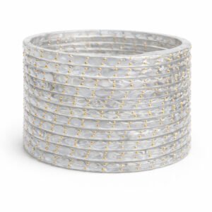 Grey Glass Bangles with Artificial Stones & Beads – Traditional Women Bangles