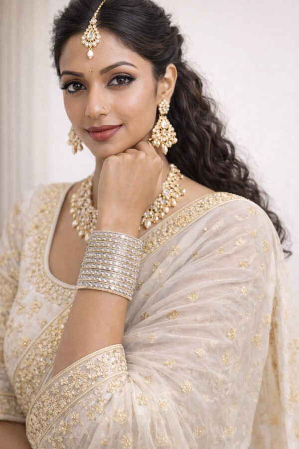 Grey Glass Bangles with Artificial Stones & Beads – Traditional Women Bangles