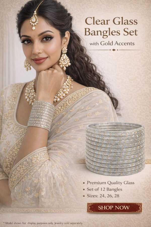 Grey Glass Bangles with Artificial Stones & Beads – Traditional Women Bangles